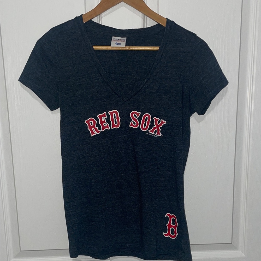 Women's Red Sox V-Neck Tee - Navy Blue